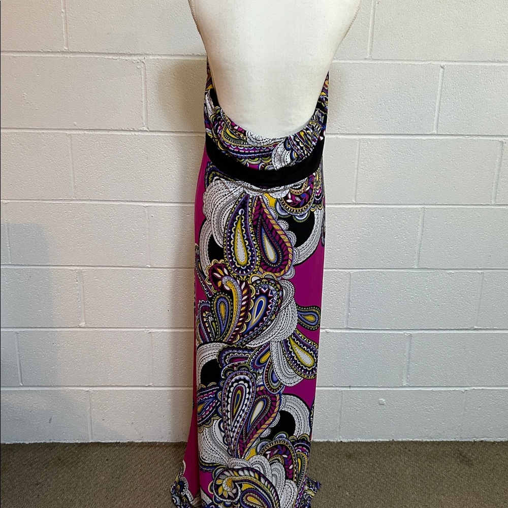 Ronni Nicole Magenta Paisley Halter Maxi Dress XL - Picture 7 of 8